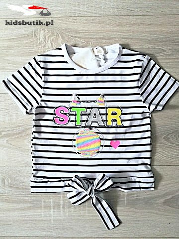 STAR striped tshirt - magic sequins, white STAR striped tshirt - magic sequins, white