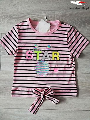 STAR Striped T-shirt - magical sequins, coral roses STAR Striped T-shirt - magical sequins, coral roses