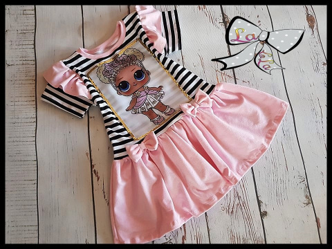 Lol dress in long-sleeved stripes - bright pink Lol dress in long-sleeved stripes - bright pink