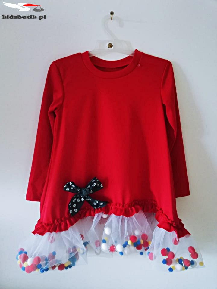 Dress POMPONKI, BOW and TULLE-Red Dress POMPONKI, BOW and TULLE-Red