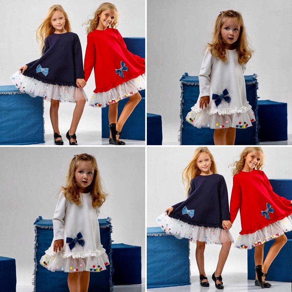 Dress POMPONKI, BOW and TULLE-Red Dress POMPONKI, BOW and TULLE-Red