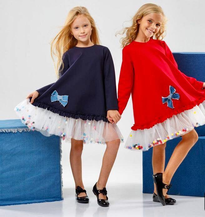 Dress POMPONKI, BOW and TULLE-Red Dress POMPONKI, BOW and TULLE-Red