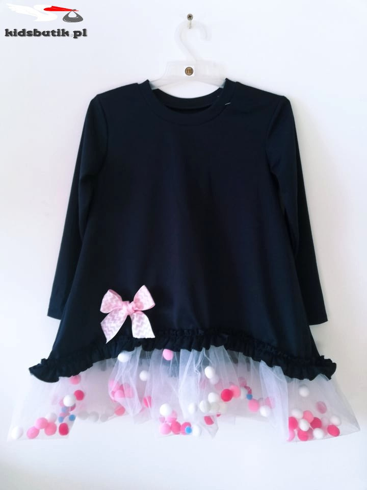 Dress POMPONKI, BOW and TULLE-Pomegranate Dress POMPONKI, BOW and TULLE-Pomegranate
