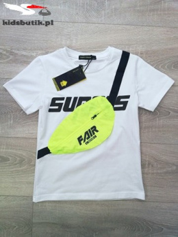 T-shirt z neonową nerką SUPERS ORIGINALE - biały