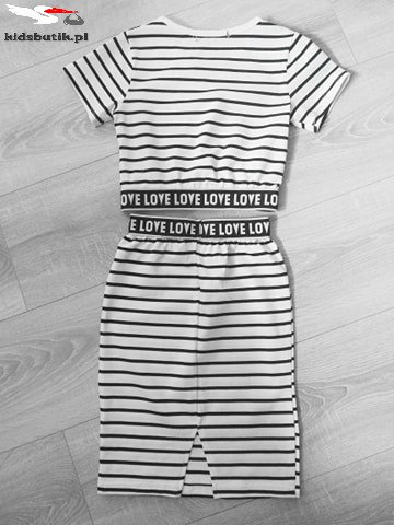 Striped set with decorative tape - white Striped set with decorative tape - white