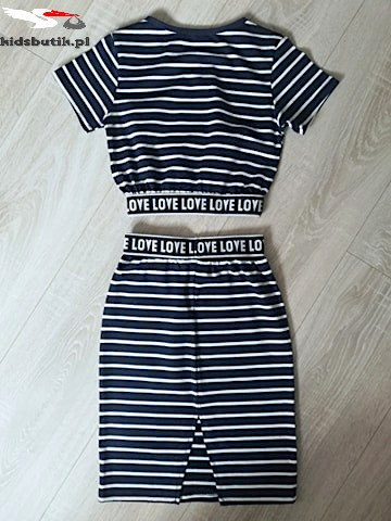 Striped set with decorative tape - white Striped set with decorative tape - white