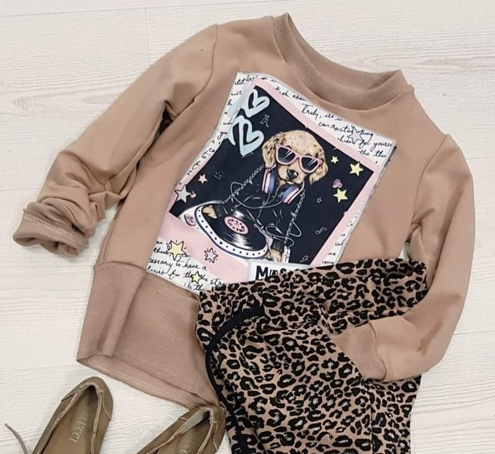 Sweatshirt ribbing MUSIC IS THE ANSWER - caramel Sweatshirt ribbing MUSIC IS THE ANSWER - caramel