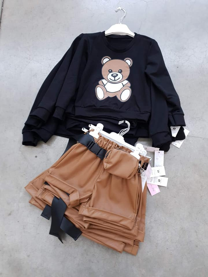 Sweatshirt with the Teddy Bear print - black Sweatshirt with the Teddy Bear print - black