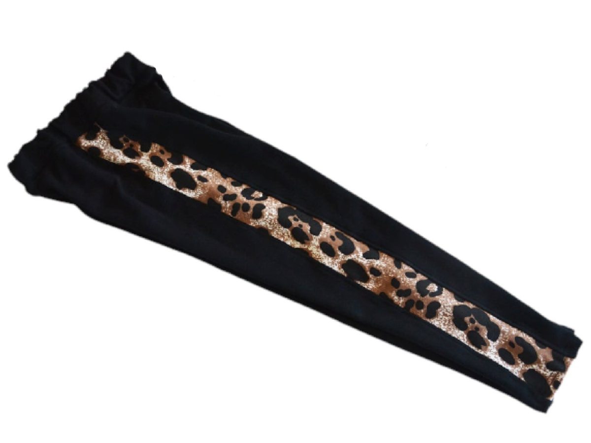 Black leggings with leopard lampas Black leggings with leopard lampas