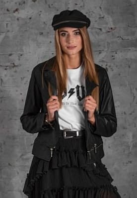 Eco leather jacket/Ramonese with asymmetric zipper - mom Eco leather jacket/Ramonese with asymmetric zipper - mom
