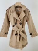 Dwurzędowy przejściowy płaszcz z wiązaniem wiosna/jesień