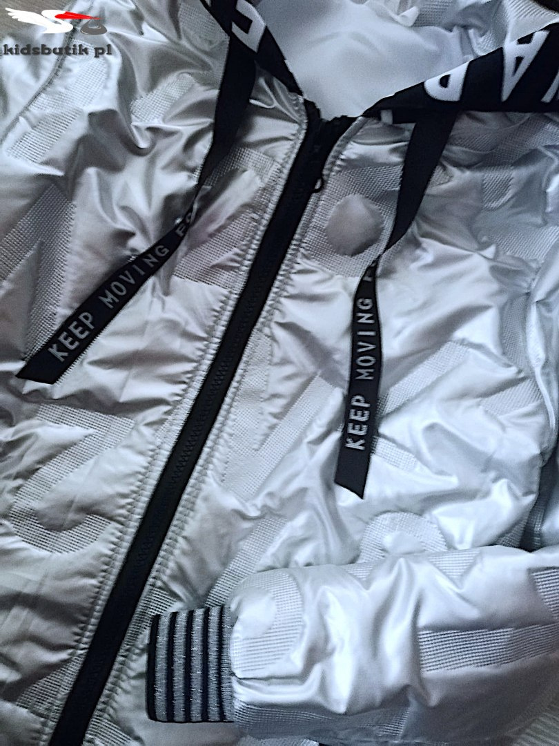 Quilted transitional coat with tape and zipped - silver Quilted transitional coat with tape and zipped - silver