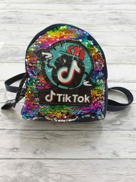 BACKPACK TIK TOK magic sequins with pin - black BACKPACK TIK TOK magic sequins with pin - black