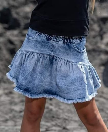 REVOLUTION ICE DYE BLUE DENIM SKIRT (FABRIC) REVOLUTION ICE DYE BLUE DENIM SKIRT (FABRIC)