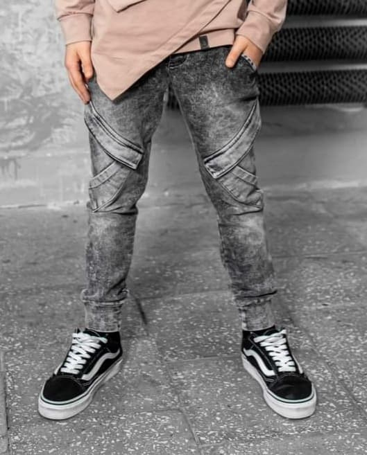 Denim pants dekatyzowane with pockets - graphite Denim pants dekatyzowane with pockets - graphite