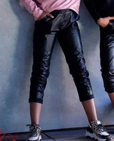 Long trousers in eco-leather Long trousers in eco-leather