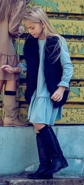 BELLA dress with frill - turquoise BELLA dress with frill - turquoise