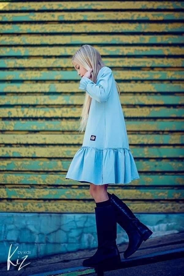 BELLA dress with frill - turquoise BELLA dress with frill - turquoise