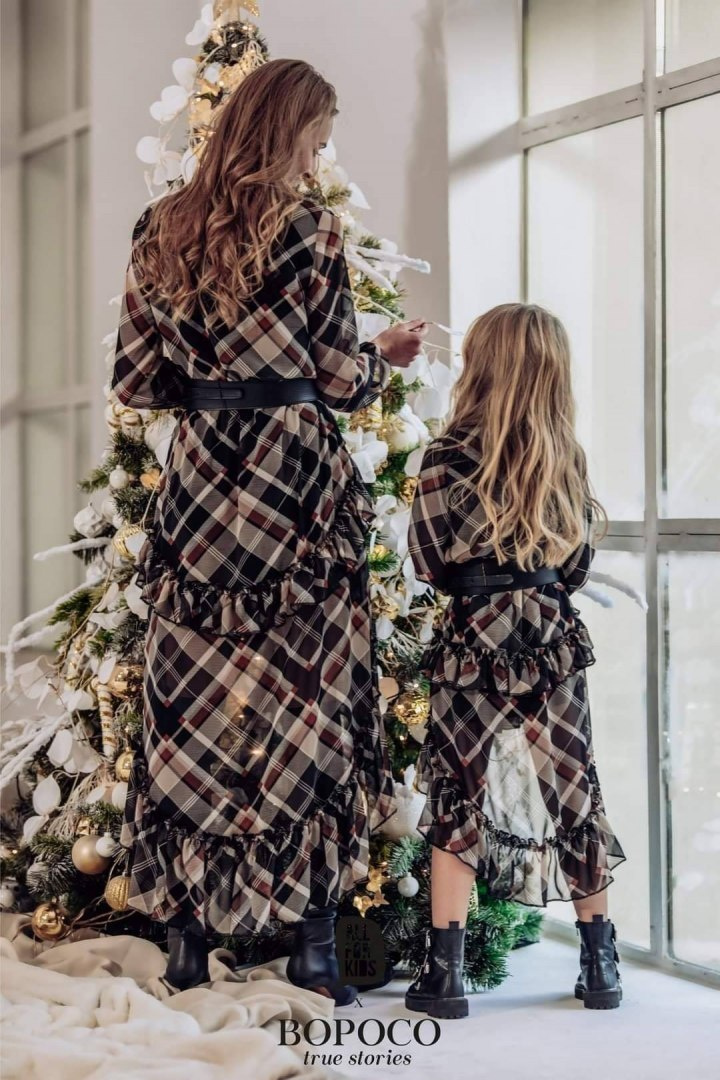 Checkered dress with extended back Checkered dress with extended back