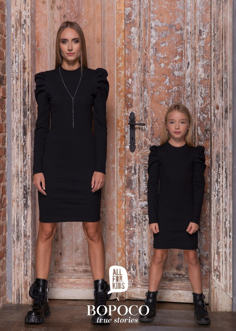 Striped dress with ruffled sleeves - black Striped dress with ruffled sleeves - black
