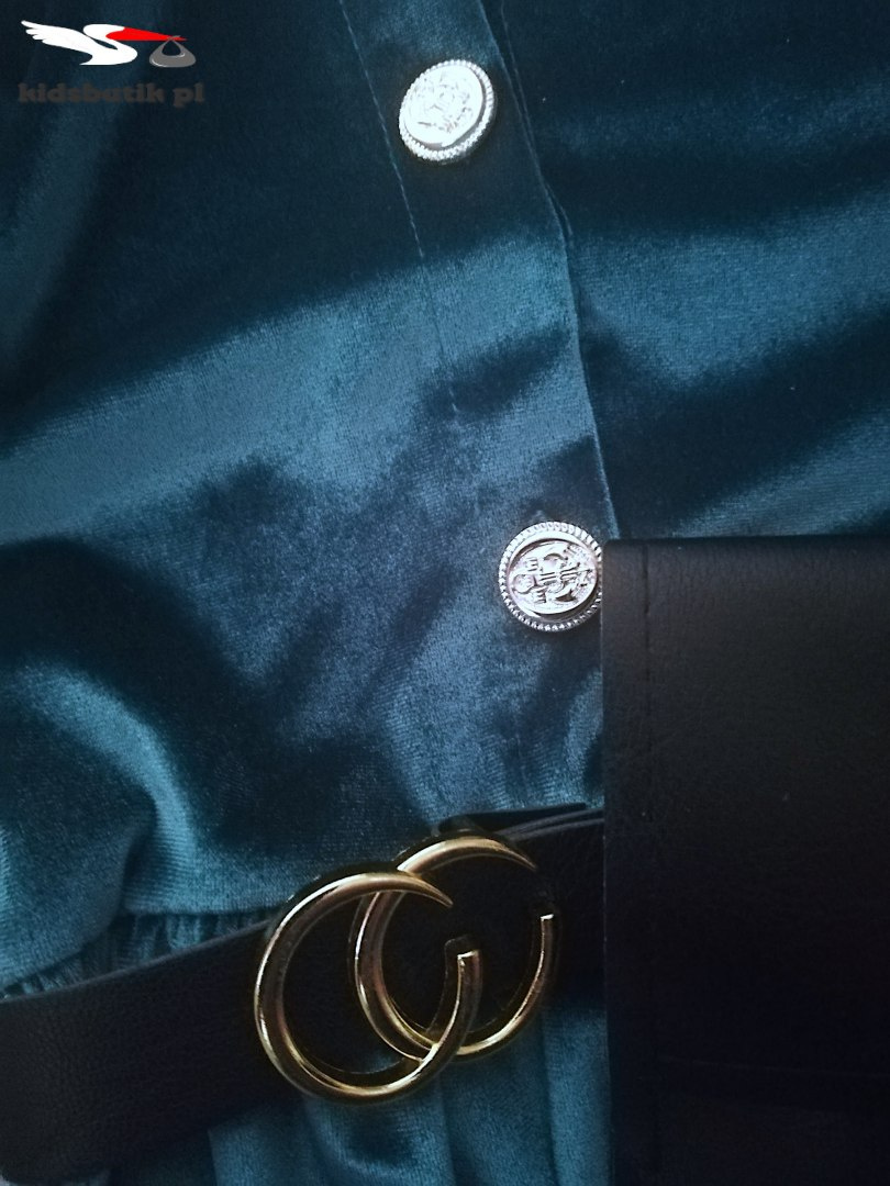 Velour dress CHANELKA with kidney - sea Velour dress CHANELKA with kidney - sea