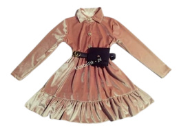 Velour chanelka dress with kidney - pink
