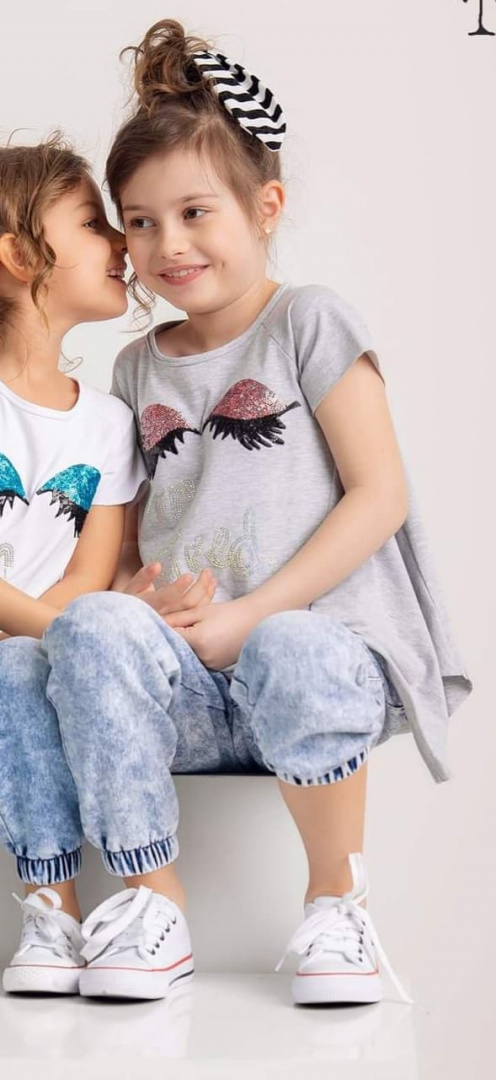 Asymmetric blouse SEQUINED EYELASHES - gray Asymmetric blouse SEQUINED EYELASHES - gray