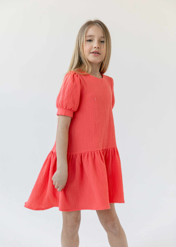 Muslin dress from the collection mom and daughter for daughter - coral Muslin dress from the collection mom and daughter for daughter - coral