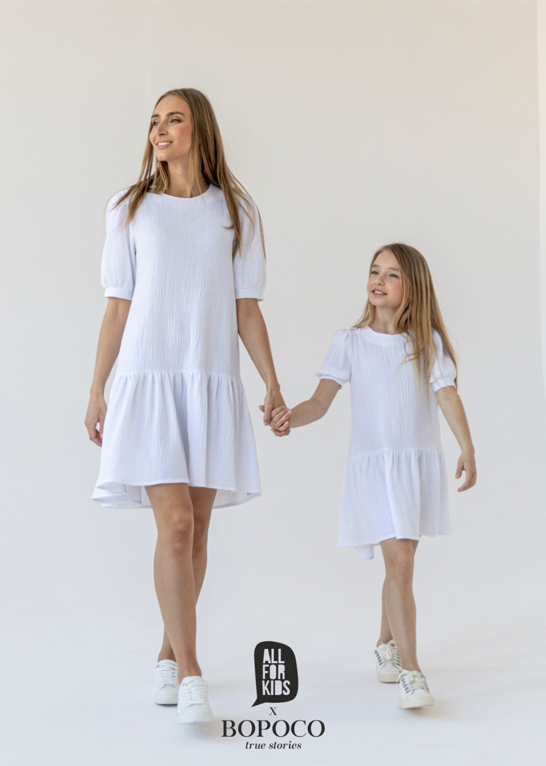 Muslin dress from the collection mom and daughter for mom - white Muslin dress from the collection mom and daughter for mom - white