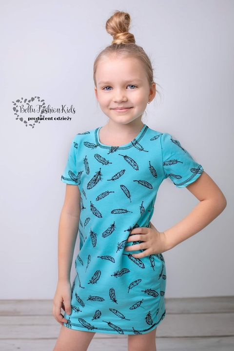 Dress/Tunic for Mom FEATHERS Set Mom & Daughter - Azure Dress/Tunic for Mom FEATHERS Set Mom & Daughter - Azure