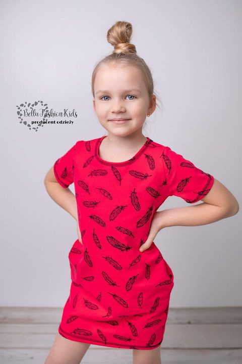 Dress/Tunic for Mom FEATHERS Set Mom & Daughter - coral Dress/Tunic for Mom FEATHERS Set Mom & Daughter - coral