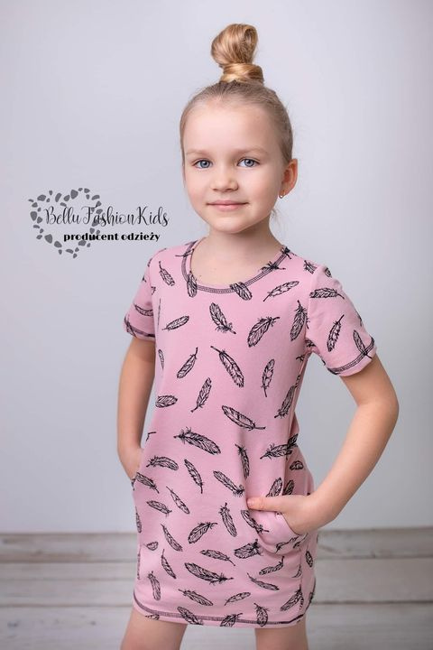 Dress/Tunic for Mom FEATHERS Set Mom & Daughter - powder pink Dress/Tunic for Mom FEATHERS Set Mom & Daughter - powder pink