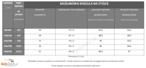 Muślinowa koszula ze stójką Muślinowa koszula ze stójką