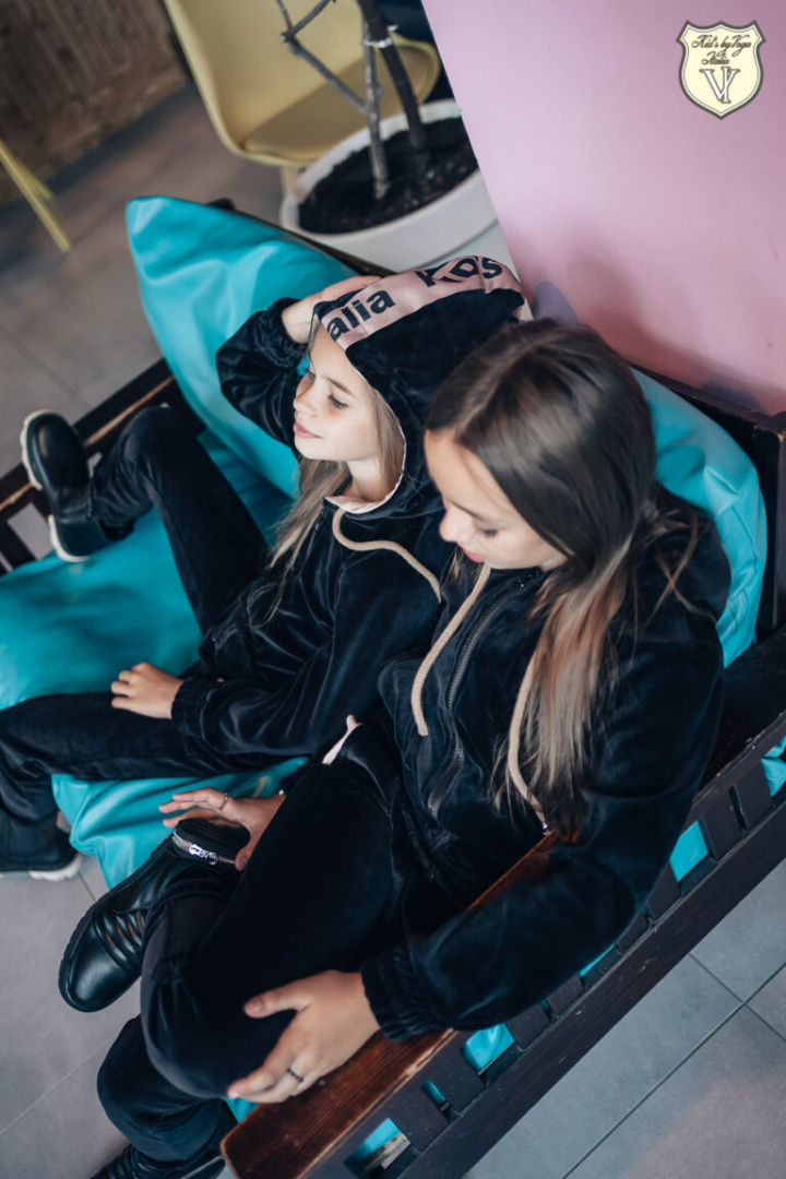 Velour black tracksuit with VOGA logo Velour black tracksuit with VOGA logo
