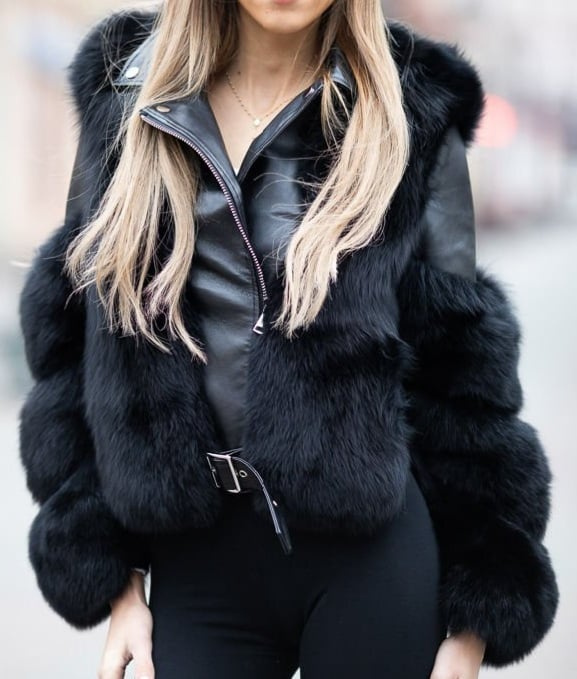 Winter sheepskin/ramonese with fur and napami - black Winter sheepskin/ramonese with fur and napami - black