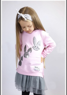 Dress tunic Rabbit ears tulle - powder pink