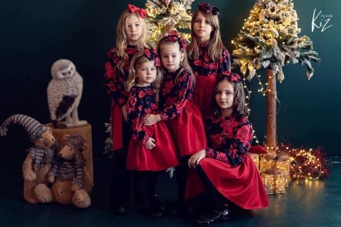 Elegancka sukienka Róża welur i satyna