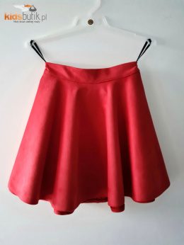 Zamszowa spódnica z koła - czerwona