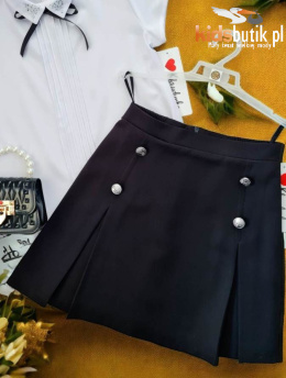 Elegant, trapezoidal skirt with buttons and pleats