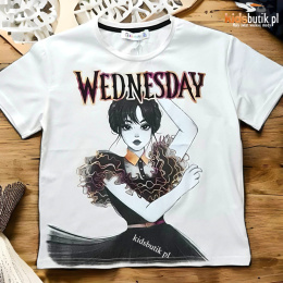 T-shirt Wednesday ze złotem - śmietankowa biel