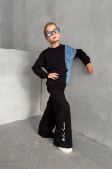 Dres bawełniany z a'la jeansowym panelem All For Junior - czarny