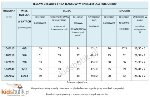 Dres bawełniany z a'la jeansowym panelem All For Junior - czarny Dres bawełniany z a'la jeansowym panelem All For Junior - czarny