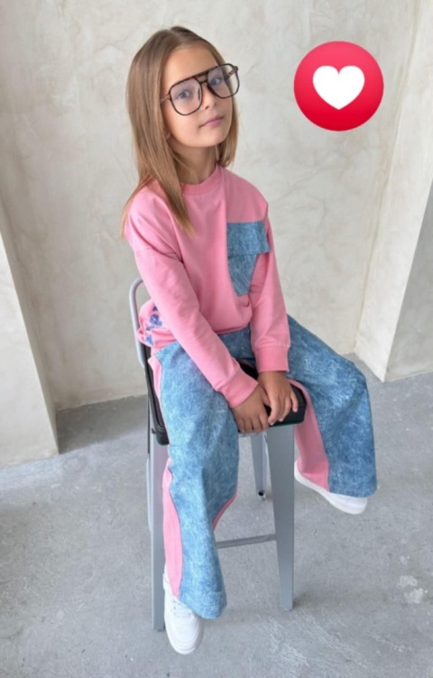 Dres bawełniany z a'la jeansem INSPIRE - róż Dres bawełniany z a'la jeansem INSPIRE - róż