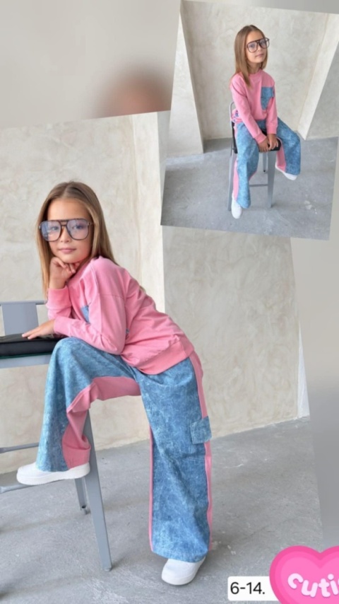 Dres bawełniany z a'la jeansem INSPIRE - róż Dres bawełniany z a'la jeansem INSPIRE - róż
