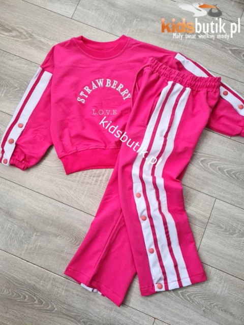 Dres sportowy STRAWBERRY L.O.V.E lampas, napy - róż Dres sportowy STRAWBERRY L.O.V.E lampas, napy - róż