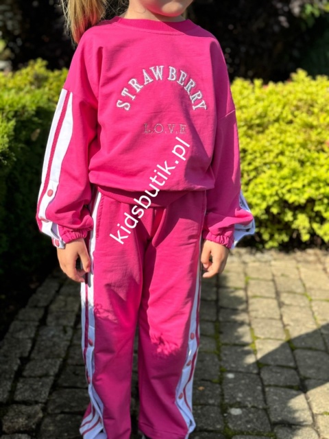 Dres sportowy STRAWBERRY L.O.V.E lampas, napy - róż