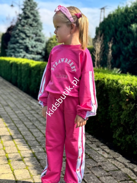 Dres sportowy STRAWBERRY L.O.V.E lampas, napy - róż