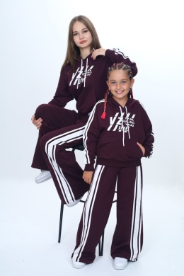 Dres sportowy z kapturem VIZ SPORT lampasy - bordo