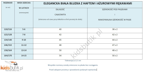 Elegancka biała bluzka z haftem i ażurowymi rękawami Elegancka biała bluzka z haftem i ażurowymi rękawami
