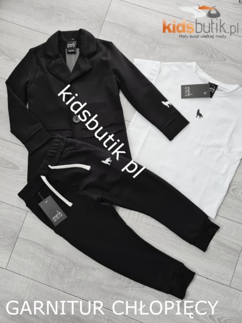 Elegancko sportowy czarny garnitur WOLF mashMNIE Elegancko sportowy czarny garnitur WOLF mashMNIE